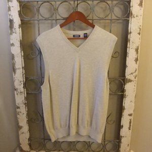 IZOD BEIGE V-NECK SWEATER VEST MENS-MEDIUM